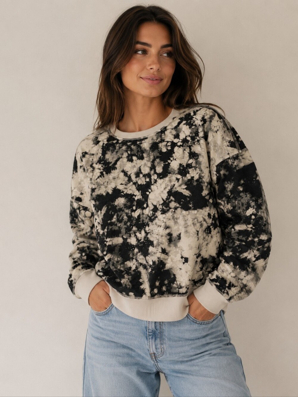BCBGGeneration Sweatshirt Dark Grey  Tie Dyed Size Medium
